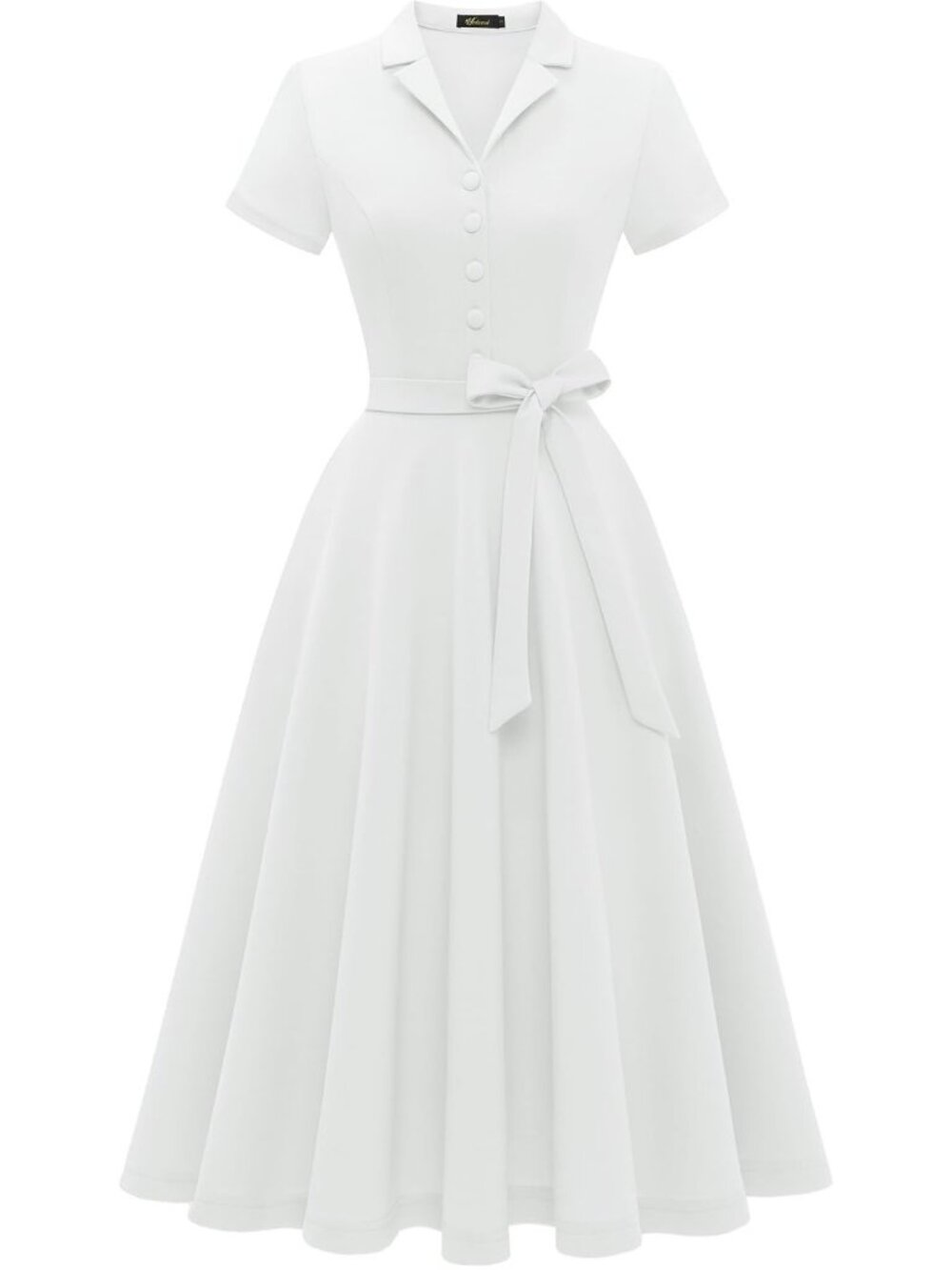 Wedtrend Women's Short Sleeve Cocktail Party Work Church Dress - White